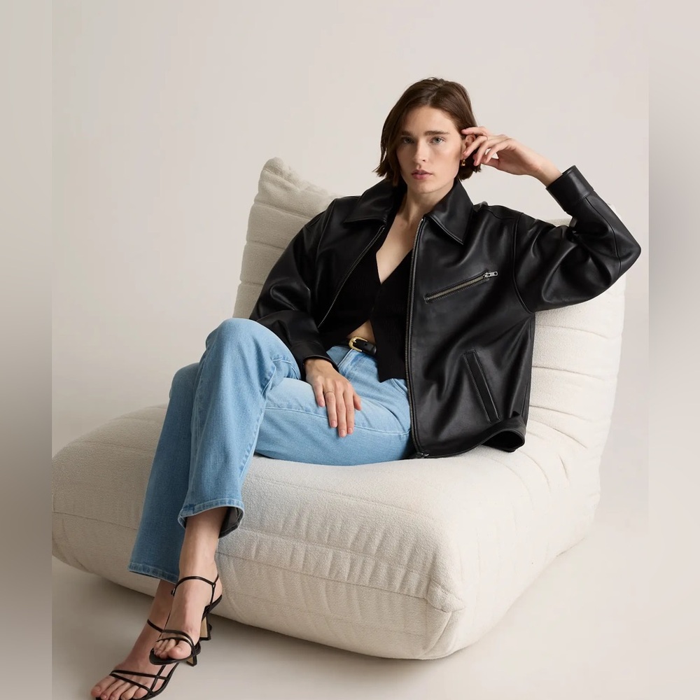 QUINCE 100% Leather Oversized Bomber Jacket - Picture 8 of 11